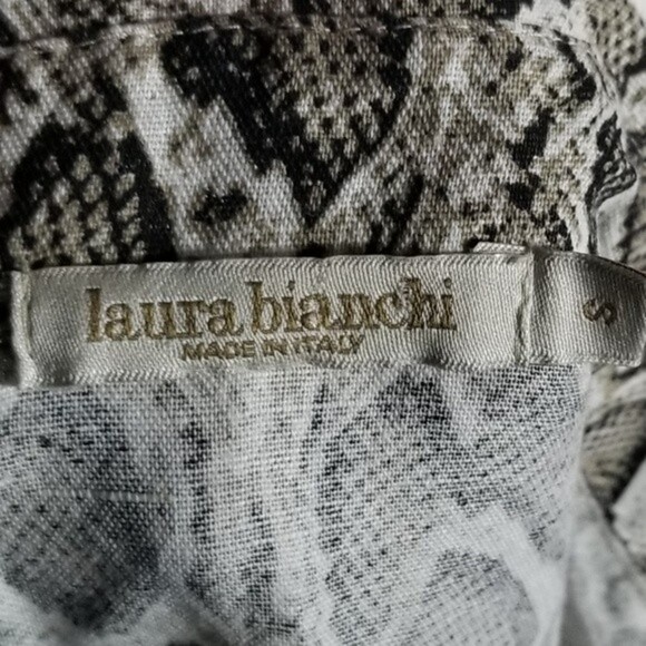 Laura Bianchi 100% Linen Snake Python Print Sleeveless Lagenlook Shirt Dress SM - Picture 6 of 7